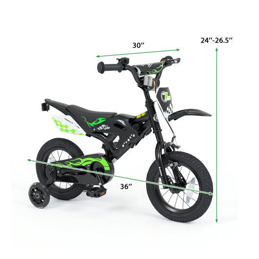 12 Inch Kids Bike Motorcycle-Inspired for Boy Girl Ages 3-4 Years-Black W2B
