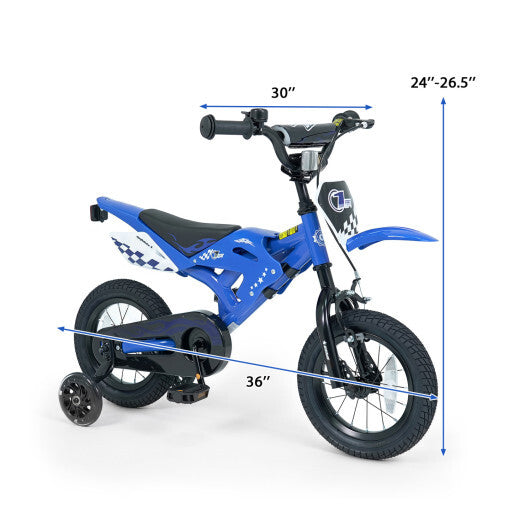 12 Inch Kids Bike Motorcycle-Inspired for Boy Girl Ages 3-4 Years-Black W2B
