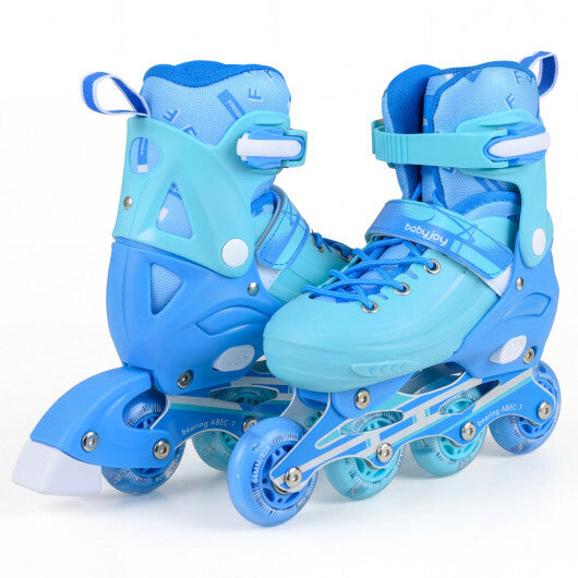 4-Size Adjustable Light-Up Kids Inline Skates for Kids Ages 7-9-Blue W2B