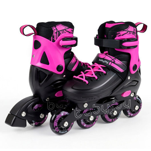 4-Size Adjustable Light-Up Kids Inline Skates for Kids Ages 7-9-Blue W2B