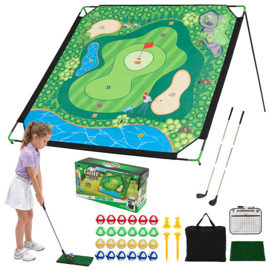 71 x 71 Inches Golf Chipping Game Set for Indoor and Outdoor Practice W2B