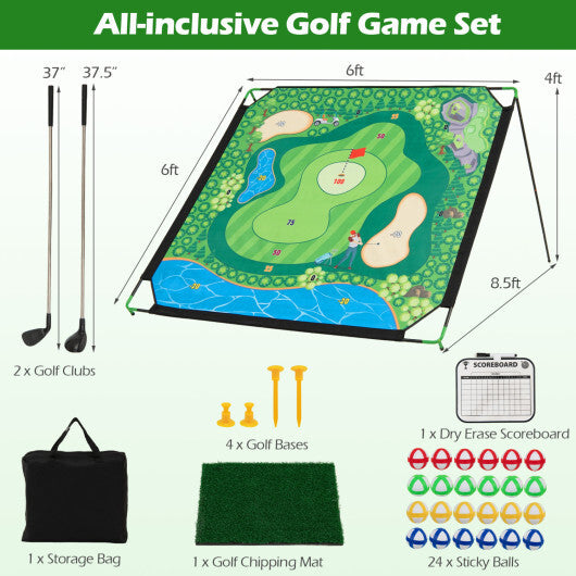 71 x 71 Inches Golf Chipping Game Set for Indoor and Outdoor Practice W2B