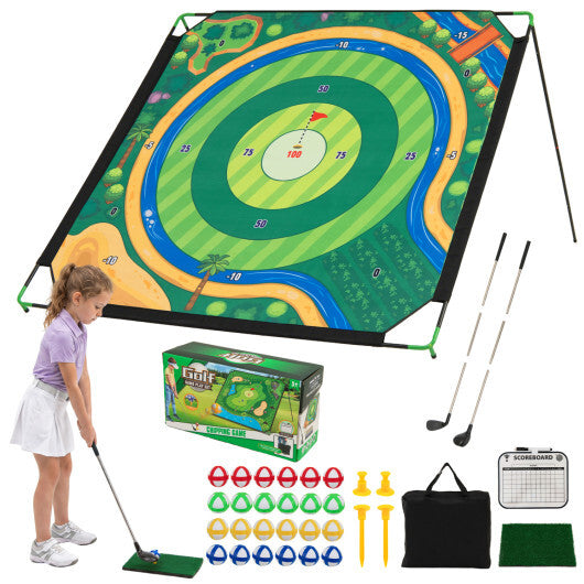71 x 71 Inches Golf Chipping Game Set with 2 Adjustable Clubs W2B