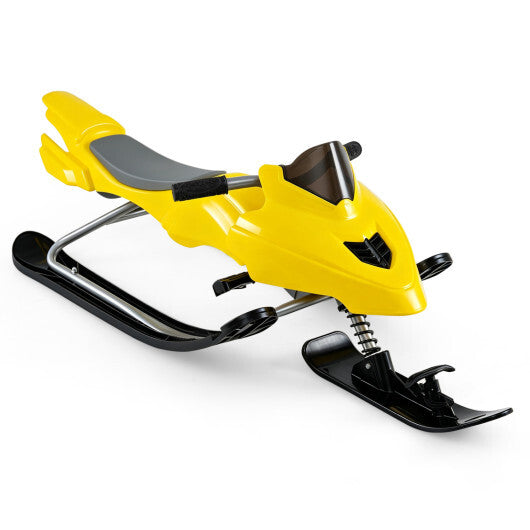 Kids Snow Racer Sled with Brakes & Tow Ropes and Steering Handle for Winter-Blue W2B