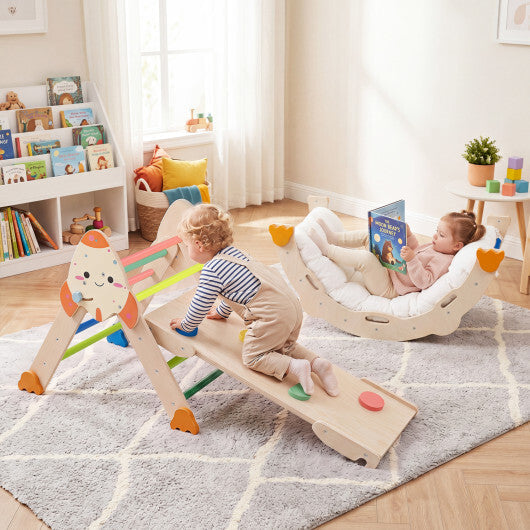 8-in-1 Foldable Climbing Toys for Toddlers Rocket-Themed-Multicolor W2B