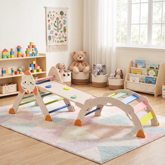 8-in-1 Foldable Climbing Toys for Toddlers Rocket-Themed-Multicolor W2B
