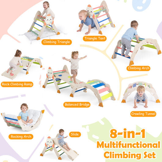 8-in-1 Foldable Climbing Toys for Toddlers Rocket-Themed-Multicolor W2B