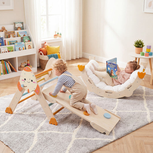 8-in-1 Foldable Climbing Toys for Toddlers Rocket-Themed-Multicolor W2B