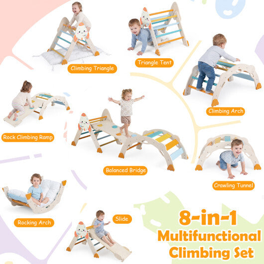 8-in-1 Foldable Climbing Toys for Toddlers Rocket-Themed-Multicolor W2B