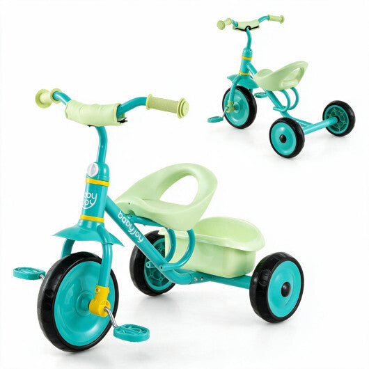 Toddler Tricycle for Boys and Girls 2-5 Years Old  with Removable Rear Storage Basket-Green W2B