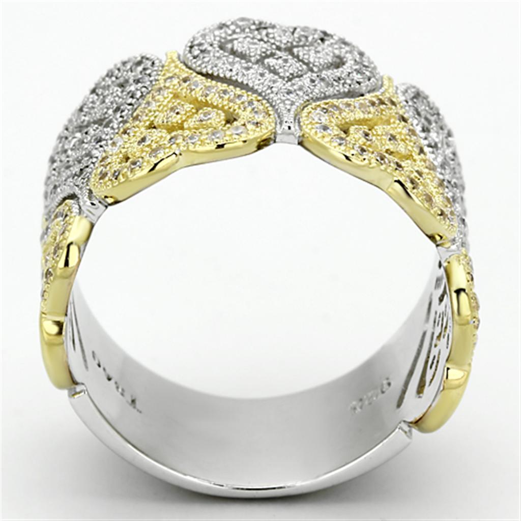 TS126 - Gold+Rhodium 925 Sterling Silver Ring with AAA Grade CZ  in Champagne Alamode