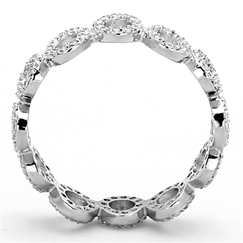 TS139 - Rhodium 925 Sterling Silver Ring with AAA Grade CZ  in Clear Alamode