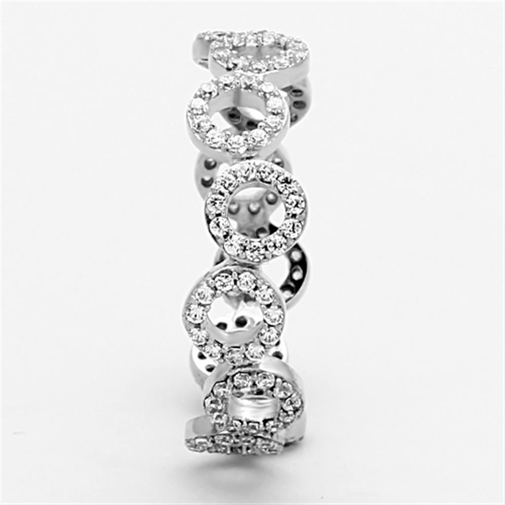 TS139 - Rhodium 925 Sterling Silver Ring with AAA Grade CZ  in Clear Alamode