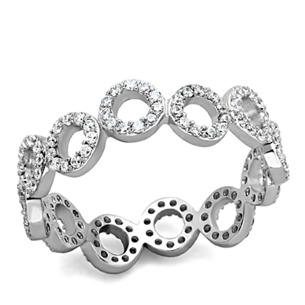TS139 - Rhodium 925 Sterling Silver Ring with AAA Grade CZ  in Clear Alamode