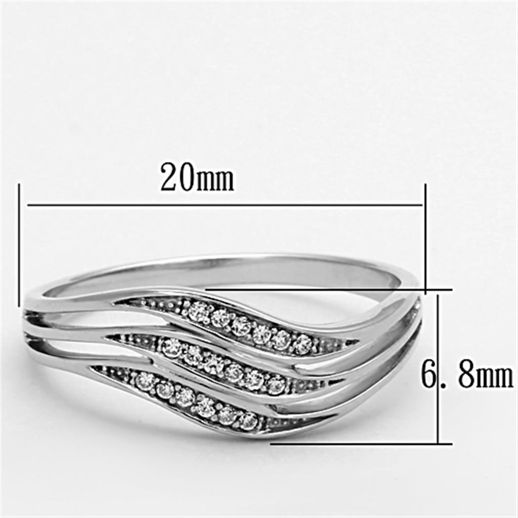 TS143 - Rhodium 925 Sterling Silver Ring with AAA Grade CZ  in Clear-1