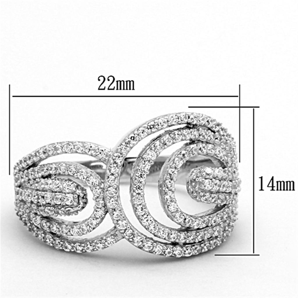 TS147 - Rhodium 925 Sterling Silver Ring with AAA Grade CZ  in Clear Alamode