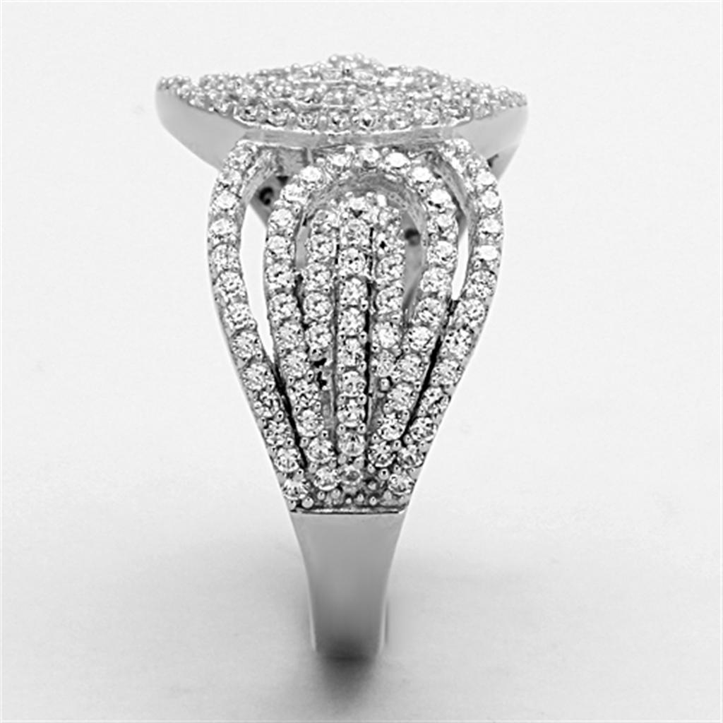 TS147 - Rhodium 925 Sterling Silver Ring with AAA Grade CZ  in Clear Alamode