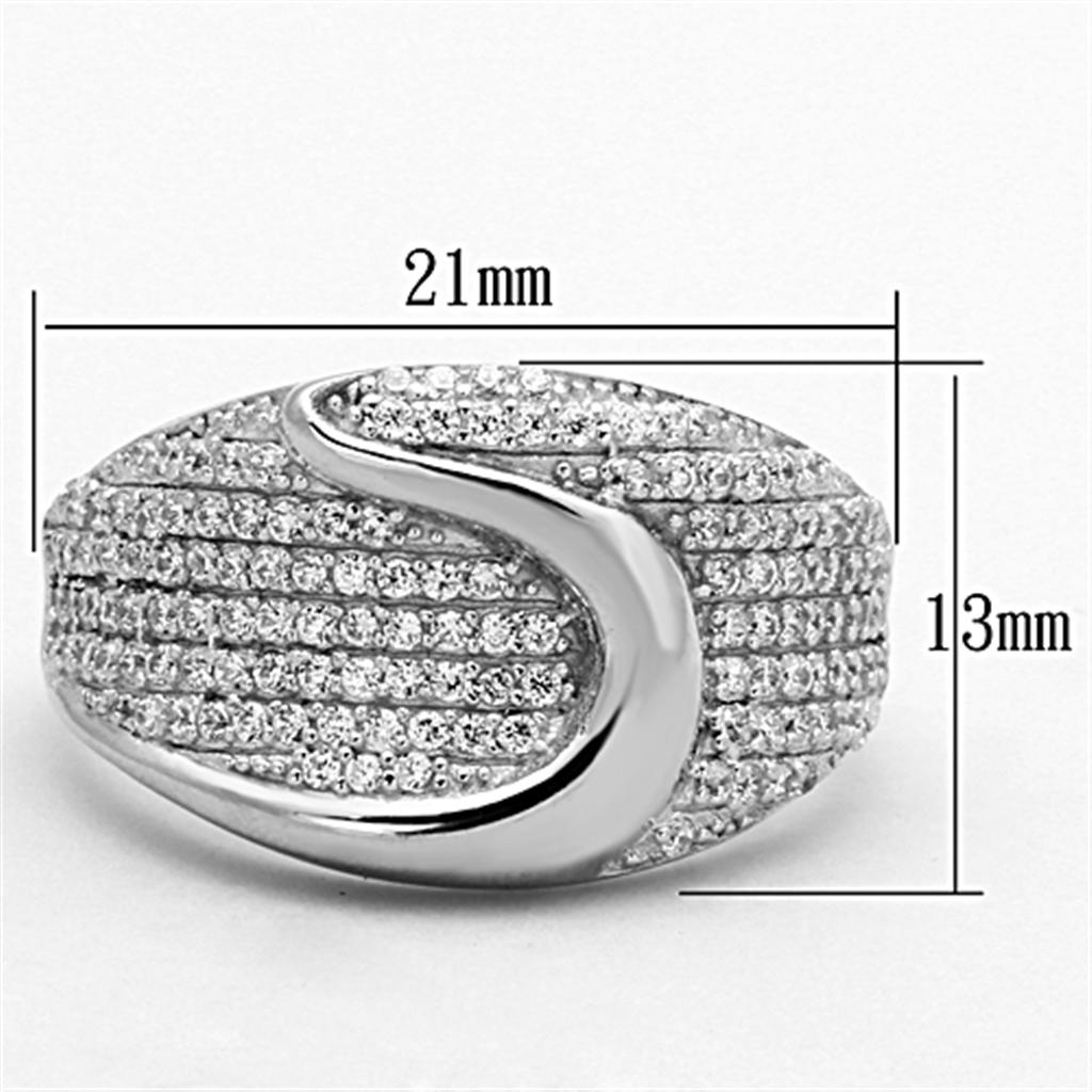 TS148 - Rhodium 925 Sterling Silver Ring with AAA Grade CZ  in Clear-1