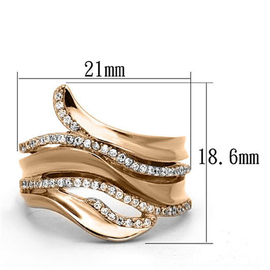 TS168 - Rose Gold 925 Sterling Silver Ring with AAA Grade CZ  in Clear-1