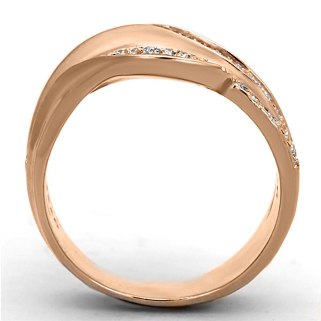 TS168 - Rose Gold 925 Sterling Silver Ring with AAA Grade CZ  in Clear-2