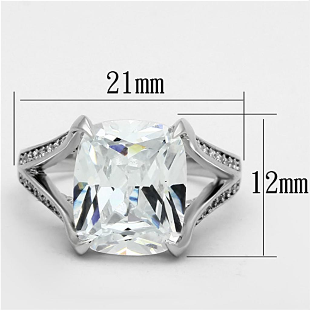 TS174 - Rhodium 925 Sterling Silver Ring with AAA Grade CZ  in Clear Alamode