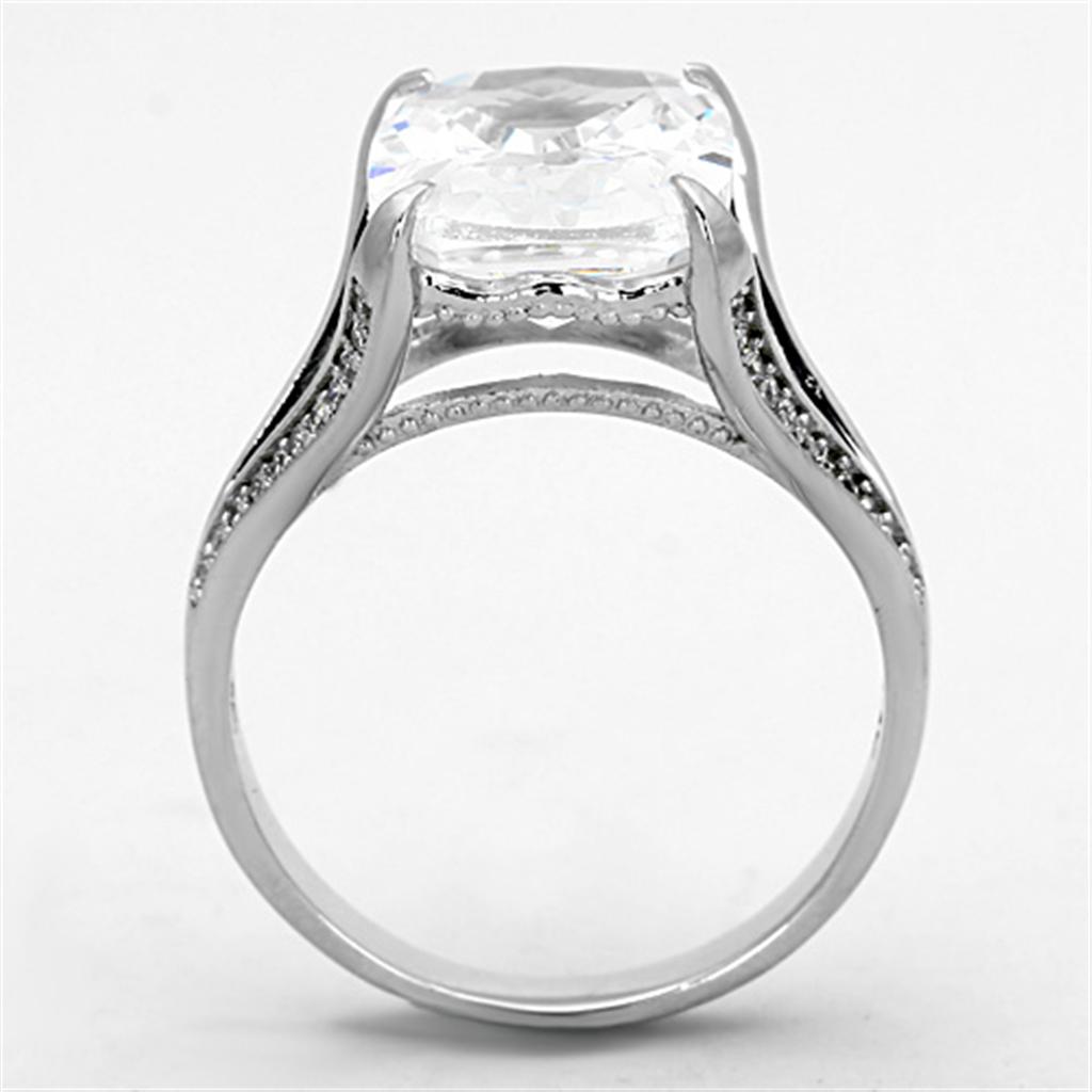 TS174 - Rhodium 925 Sterling Silver Ring with AAA Grade CZ  in Clear Alamode