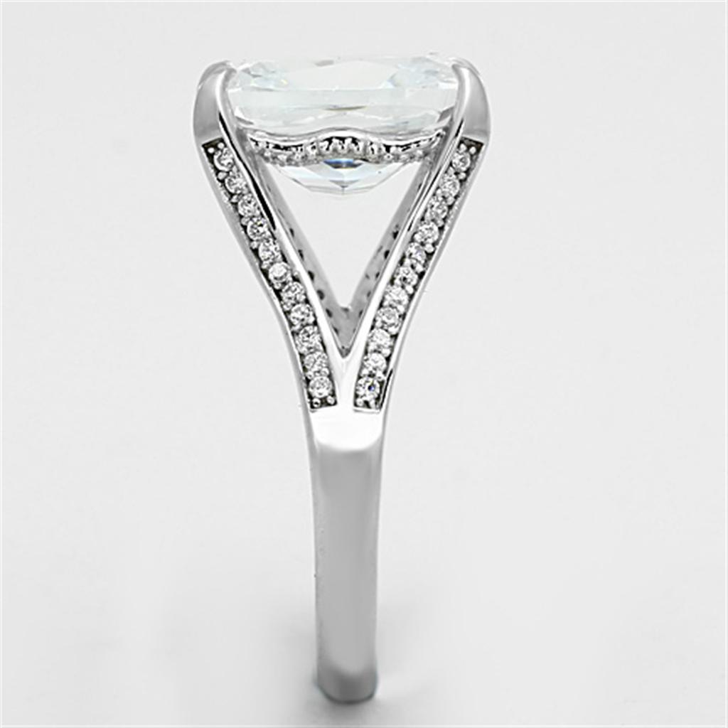 TS174 - Rhodium 925 Sterling Silver Ring with AAA Grade CZ  in Clear Alamode