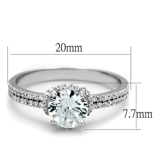 TS197 - Rhodium 925 Sterling Silver Ring with AAA Grade CZ  in Clear Alamode