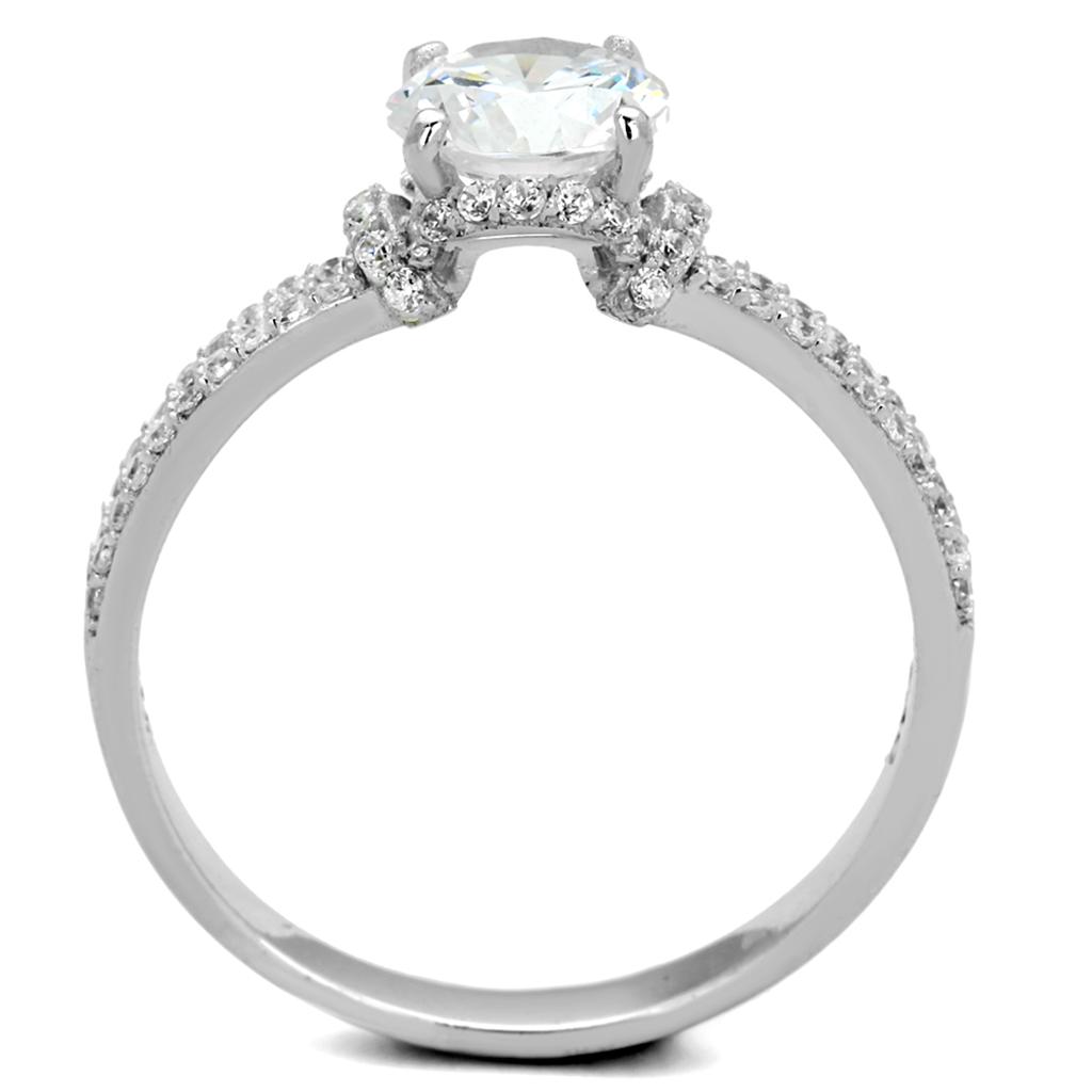 TS197 - Rhodium 925 Sterling Silver Ring with AAA Grade CZ  in Clear Alamode