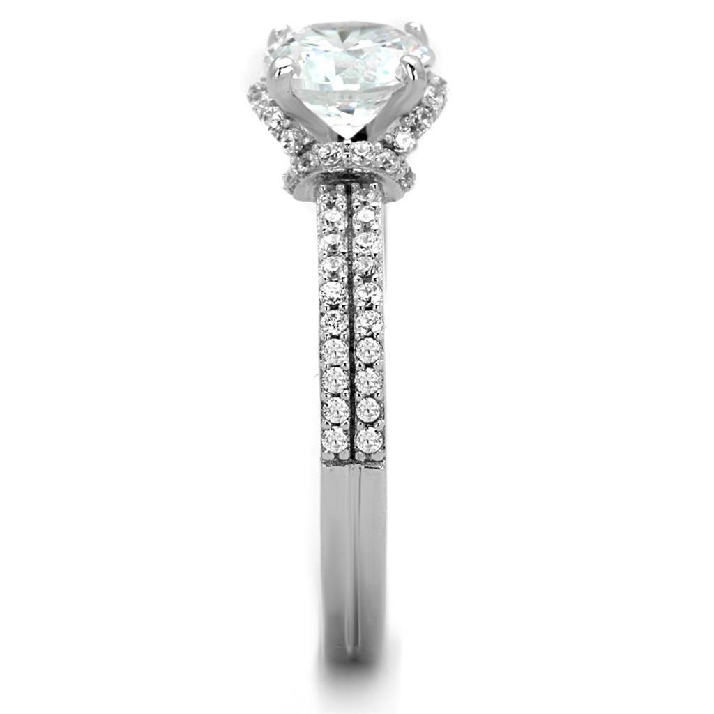 TS197 - Rhodium 925 Sterling Silver Ring with AAA Grade CZ  in Clear Alamode
