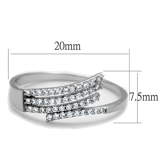 TS203 - Rhodium 925 Sterling Silver Ring with AAA Grade CZ  in Clear Alamode