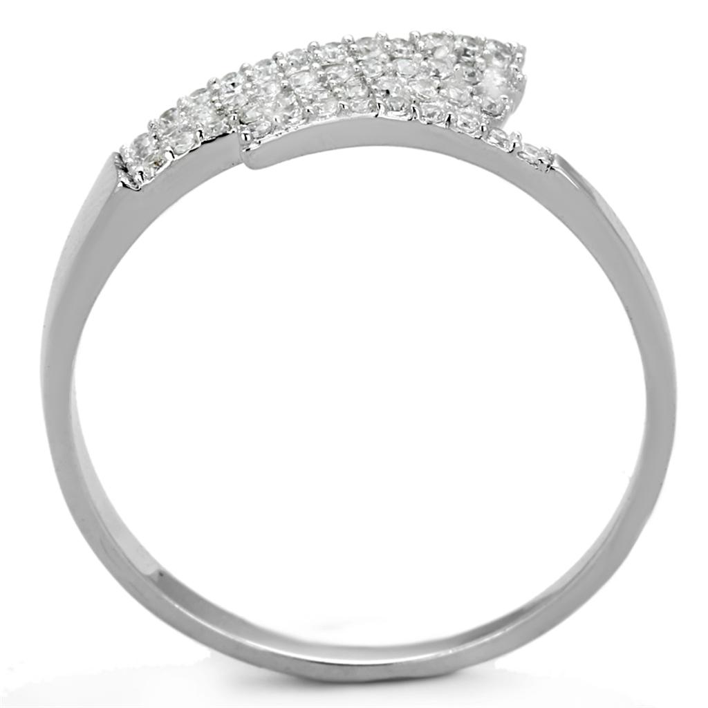 TS203 - Rhodium 925 Sterling Silver Ring with AAA Grade CZ  in Clear Alamode
