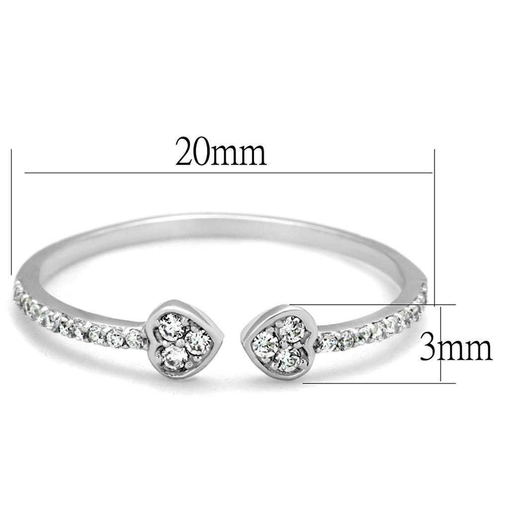 TS205 - Rhodium 925 Sterling Silver Ring with AAA Grade CZ  in Clear Alamode