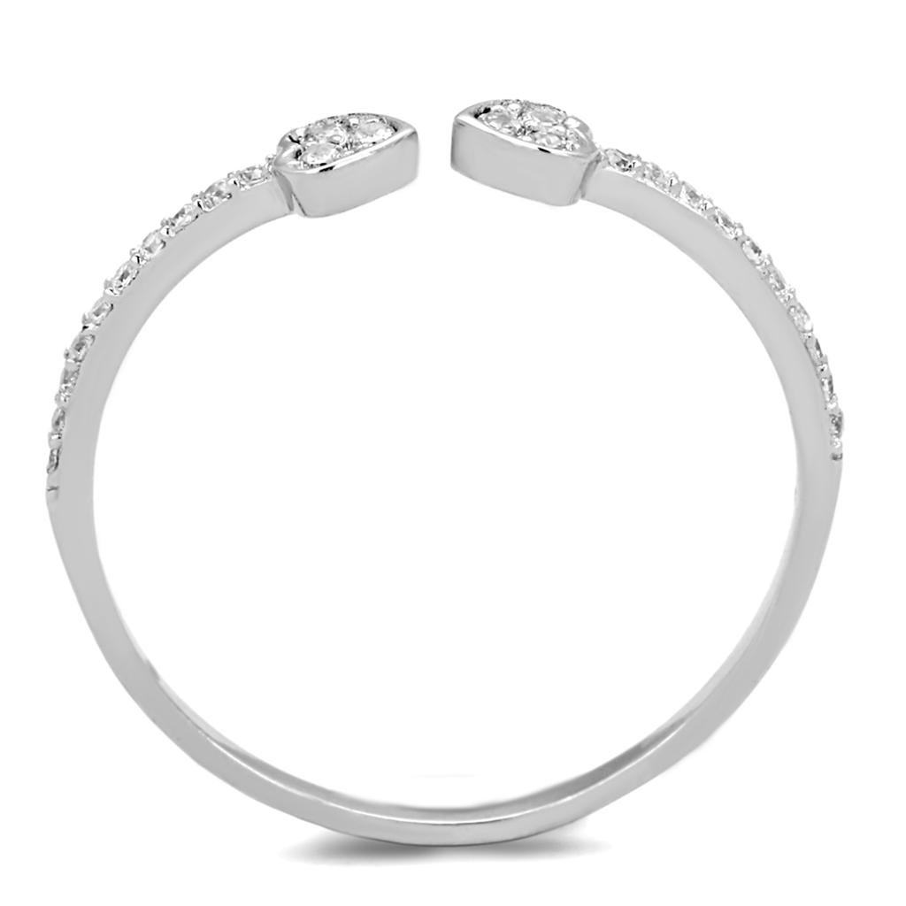 TS205 - Rhodium 925 Sterling Silver Ring with AAA Grade CZ  in Clear Alamode