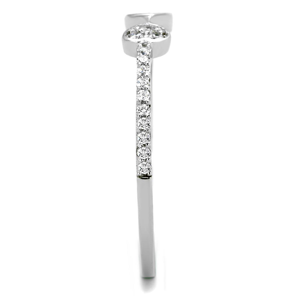 TS205 - Rhodium 925 Sterling Silver Ring with AAA Grade CZ  in Clear Alamode