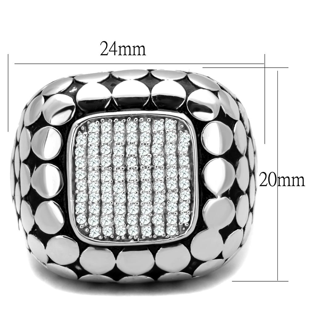 TS215 - Rhodium 925 Sterling Silver Ring with AAA Grade CZ  in Clear Alamode