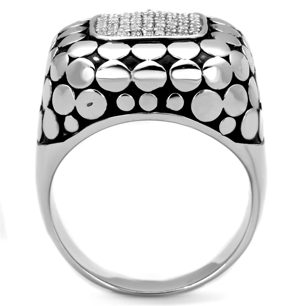 TS215 - Rhodium 925 Sterling Silver Ring with AAA Grade CZ  in Clear Alamode