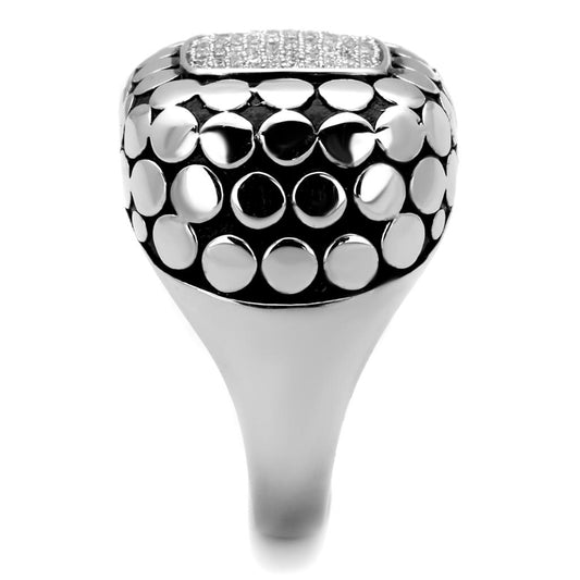 TS215 - Rhodium 925 Sterling Silver Ring with AAA Grade CZ  in Clear Alamode