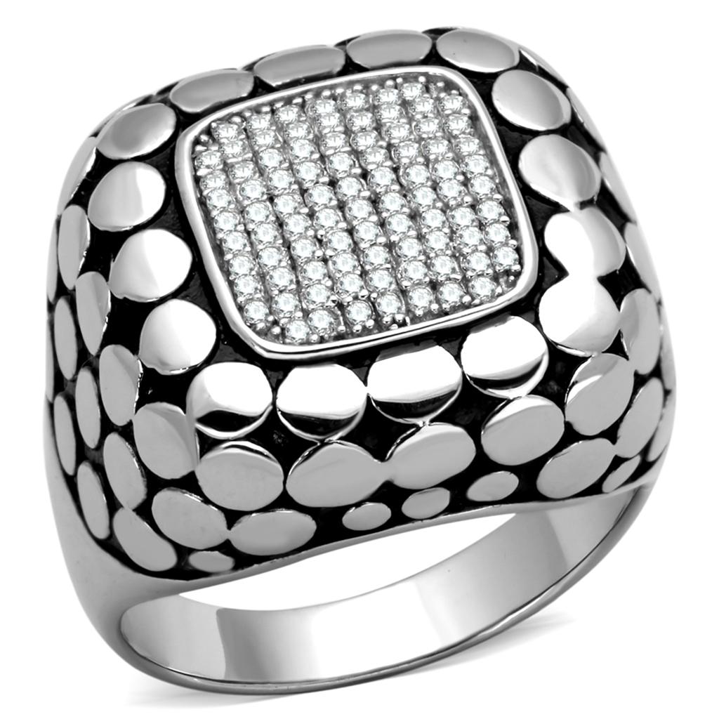 TS215 - Rhodium 925 Sterling Silver Ring with AAA Grade CZ  in Clear Alamode