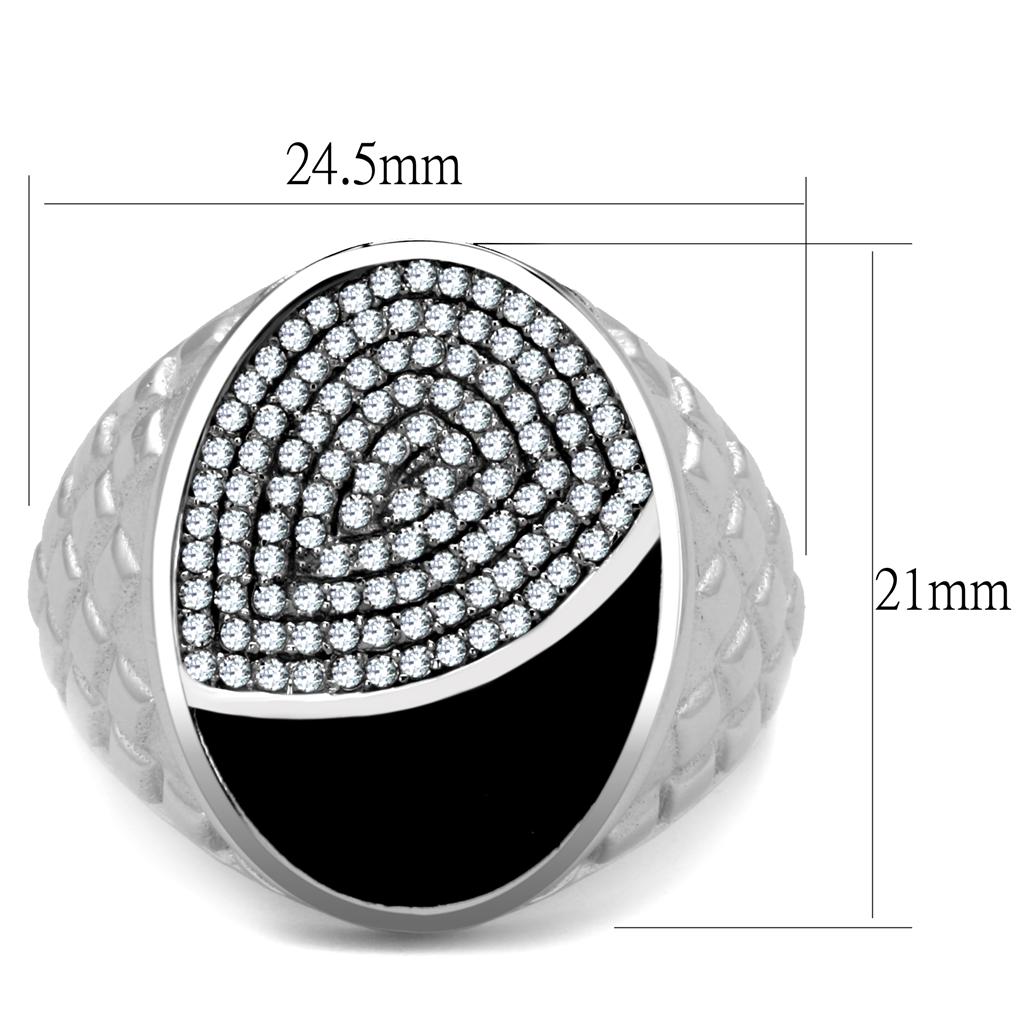 TS216 - Rhodium 925 Sterling Silver Ring with AAA Grade CZ  in Clear Alamode