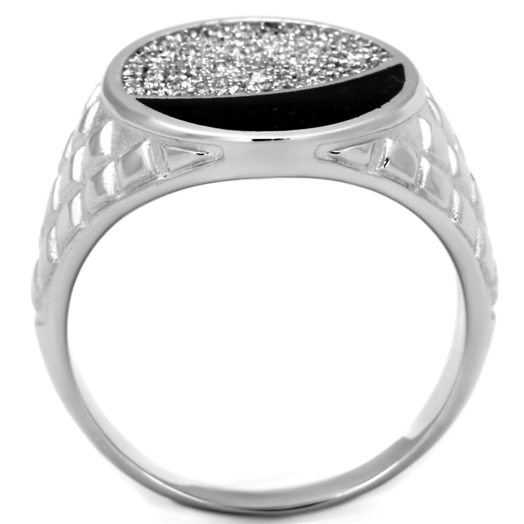 TS216 - Rhodium 925 Sterling Silver Ring with AAA Grade CZ  in Clear Alamode