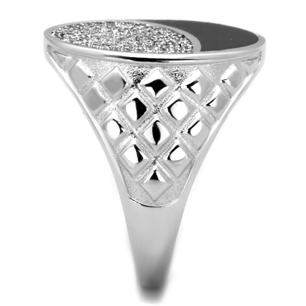 TS216 - Rhodium 925 Sterling Silver Ring with AAA Grade CZ  in Clear Alamode