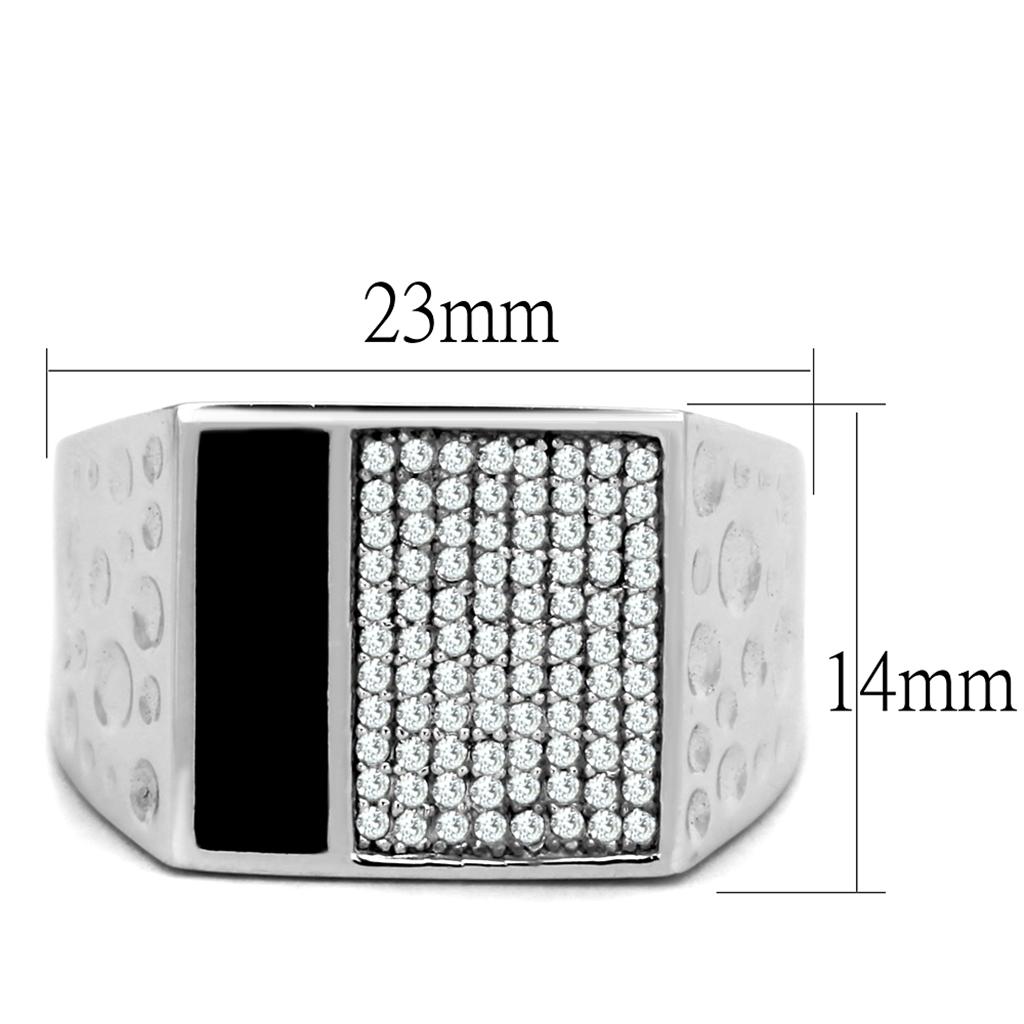 TS219 - Rhodium 925 Sterling Silver Ring with AAA Grade CZ  in Clear Alamode