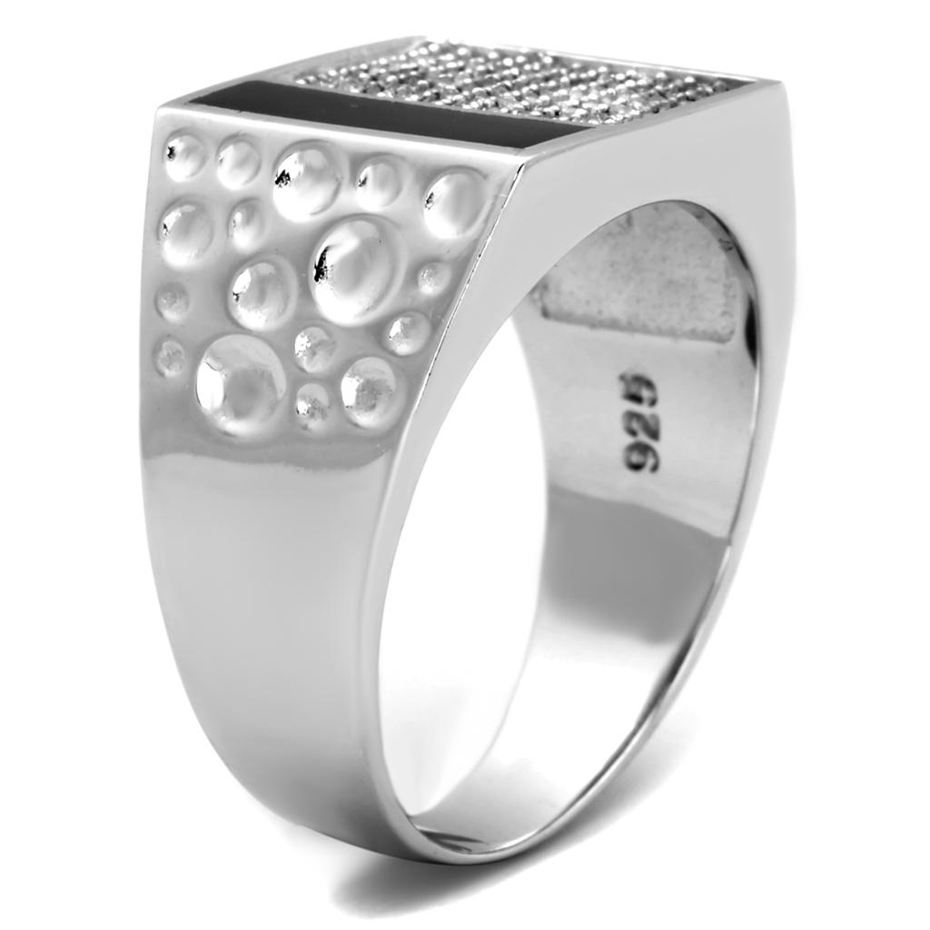 TS219 - Rhodium 925 Sterling Silver Ring with AAA Grade CZ  in Clear Alamode