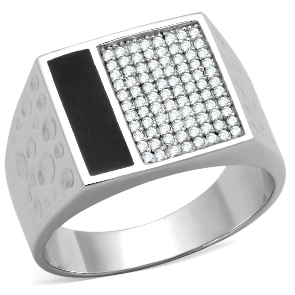 TS219 - Rhodium 925 Sterling Silver Ring with AAA Grade CZ  in Clear Alamode