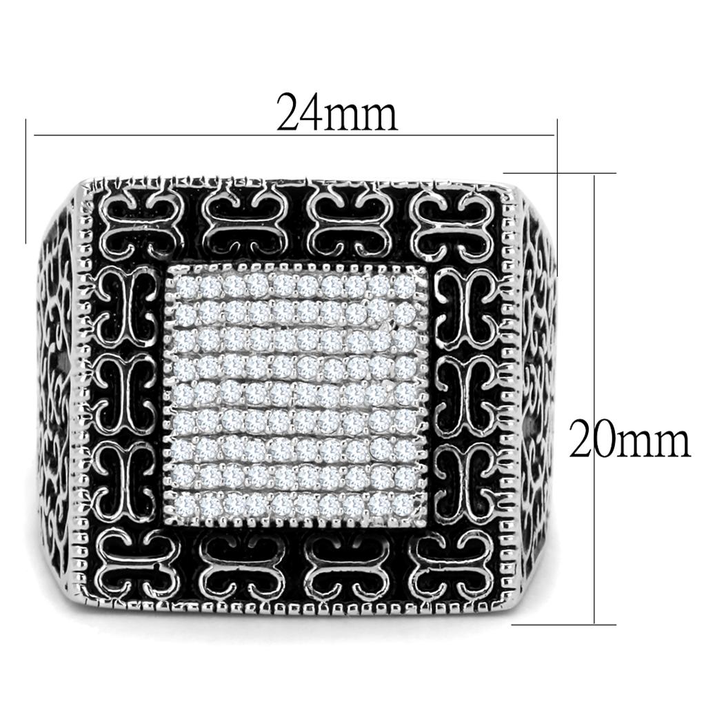 TS221 - Rhodium 925 Sterling Silver Ring with AAA Grade CZ  in Clear Alamode