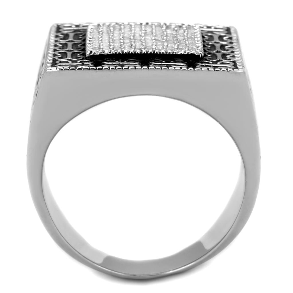 TS221 - Rhodium 925 Sterling Silver Ring with AAA Grade CZ  in Clear Alamode