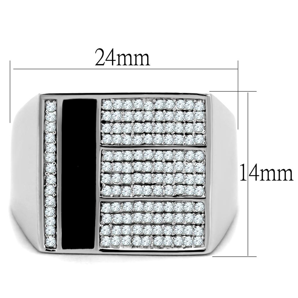 TS222 - Rhodium 925 Sterling Silver Ring with AAA Grade CZ  in Clear Alamode