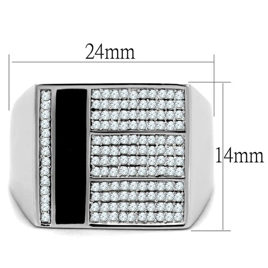 TS222 - Rhodium 925 Sterling Silver Ring with AAA Grade CZ  in Clear Alamode
