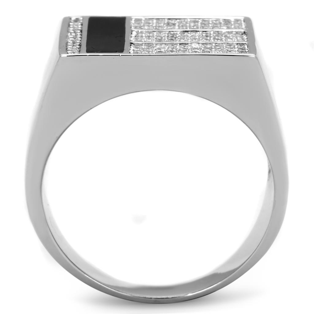 TS222 - Rhodium 925 Sterling Silver Ring with AAA Grade CZ  in Clear Alamode